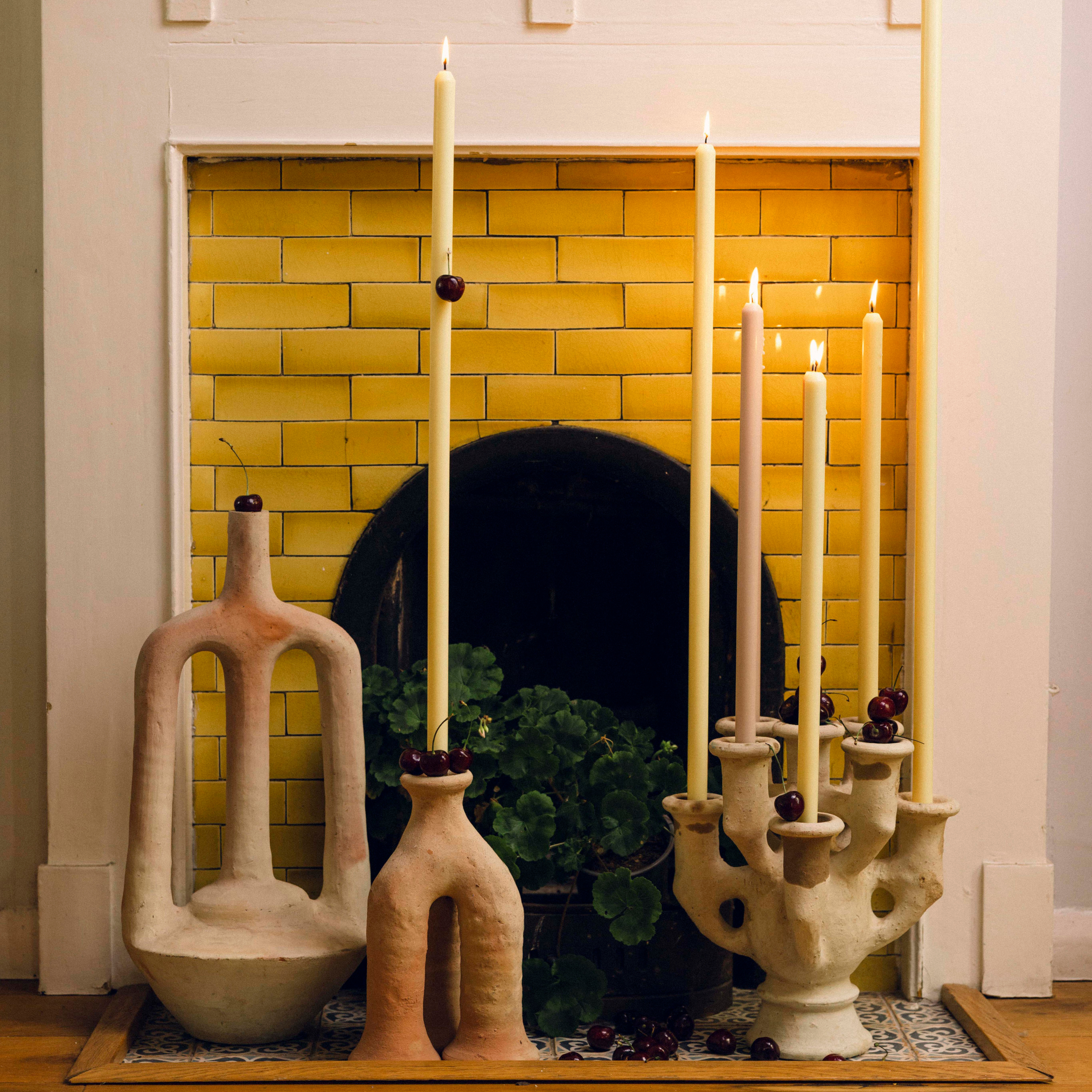 BUTTER TAPERED CANDLE PAIR