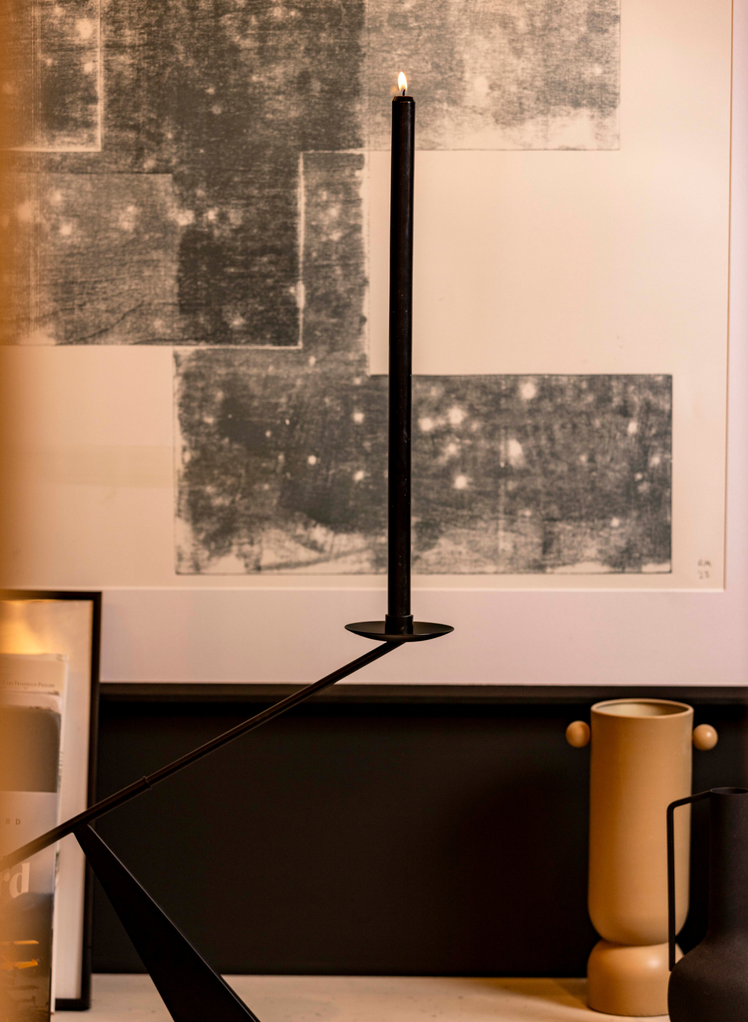 BLACK TAPERED CANDLE PAIR