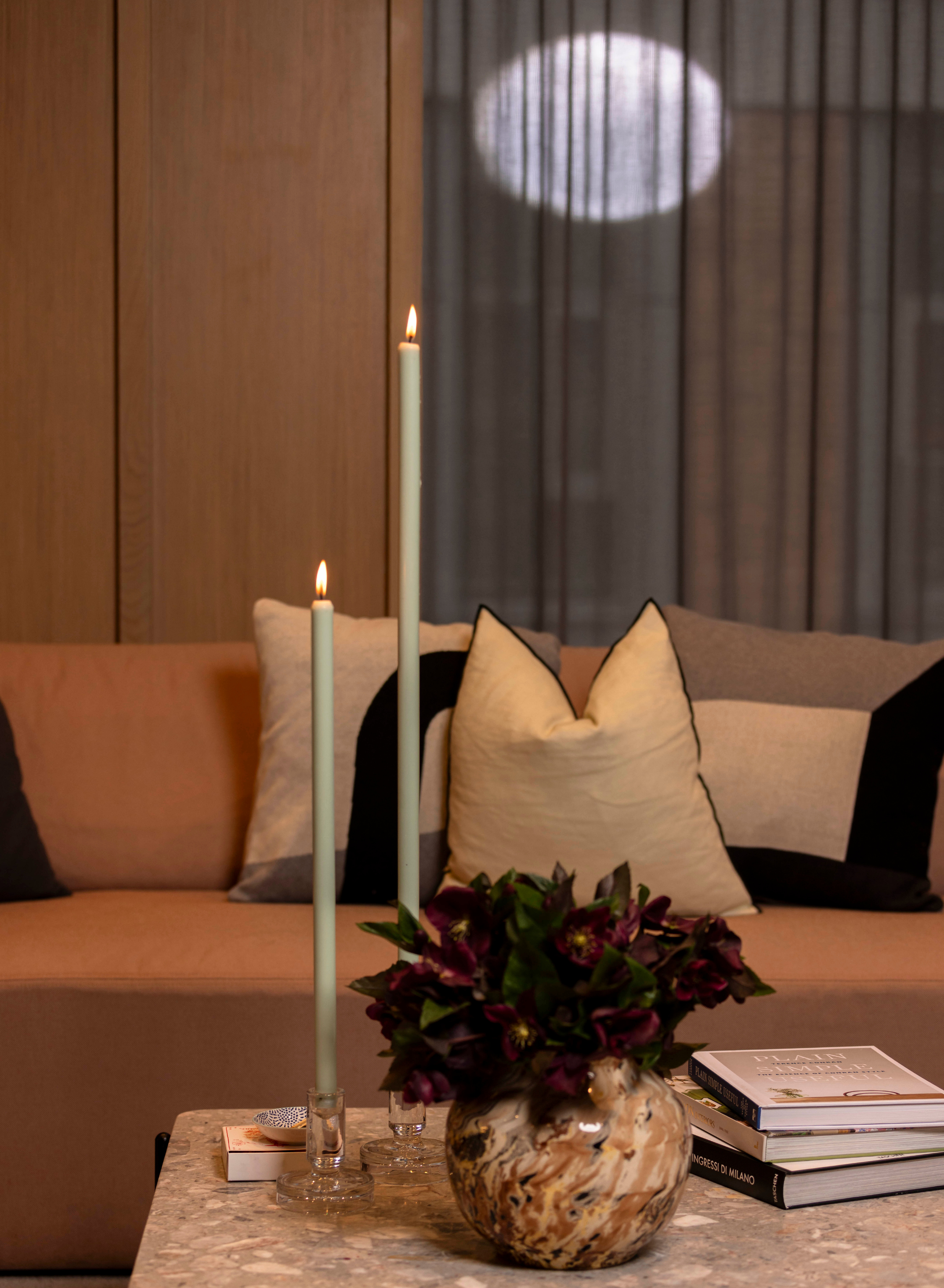MINTY TAPERED CANDLE PAIR